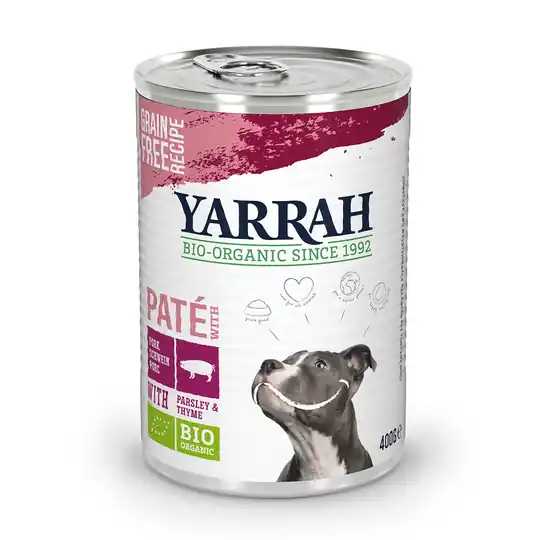 Rabatt 9 + 3 på köpet! 12 burkar Yarrah Organic - Paté eko-griskött 12 x 400 g
