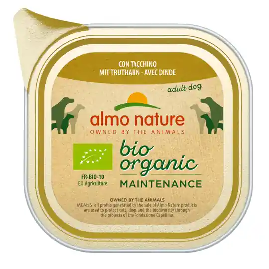 Handla nu Almo Nature BioOrganic Maintenance 12 x 100 g - Blandpack II eko kyckling & eko grönsaker + eko kalkon