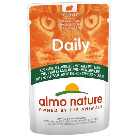 Utförsäljning Almo Nature Daily Menu Pouch 6 x 70 g - Kalv och lamm