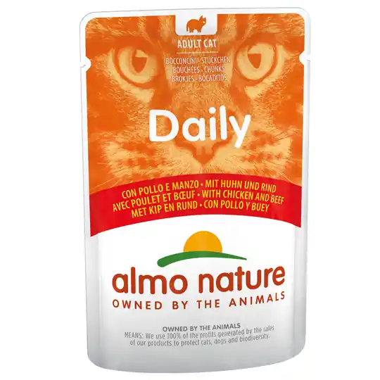 Kundfavorit Almo Nature Daily Menu Pouch 6 x 70 g - Kyckling och nötkött