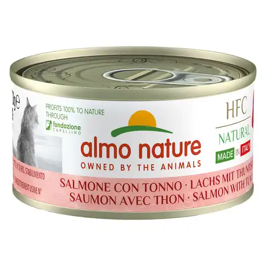 prisnedsättning Almo Nature HFC Natural Made in Italy 6 x 70 g - Lax & tonfisk
