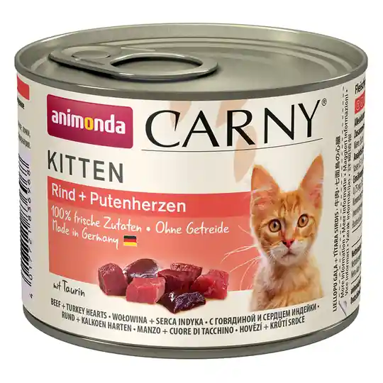 Animonda Carny Kitten 12 x 200 g Nötkött & kalkonhjärta Rabatter