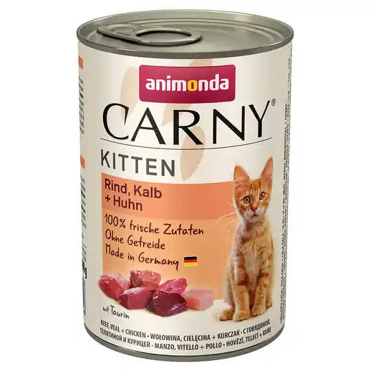 Animonda Carny Kitten 12 x 400 g - Nötkött, kalv & kyckling Extra rabatt