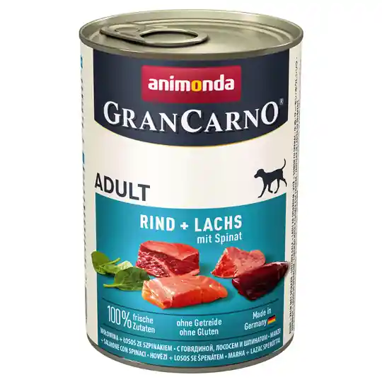 Begränsat erbjudande Animonda GranCarno Original Adult 12 x 400 g - Nötkött och lax med spenat