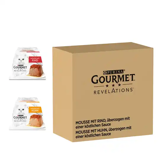 Sista chansen Blandat ekonomipack Gourmet Revelations Mousse 48 x 57 g - Nötkött + Kyckling