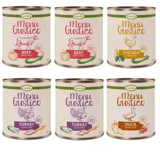 Billig Blandat provpack Lukullus Menu Gustico - Blandpack 4 sorter 6 x 800 g