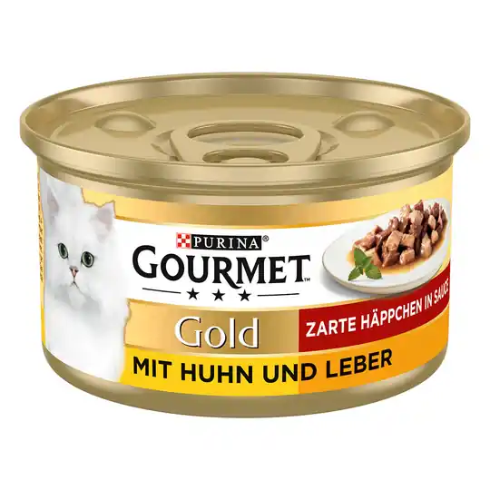 Begränsat antal Blandpack Gourmet Gold Bitar i sås 48 x 85 g - Blandpack kyckling & lever, lax & kyckling