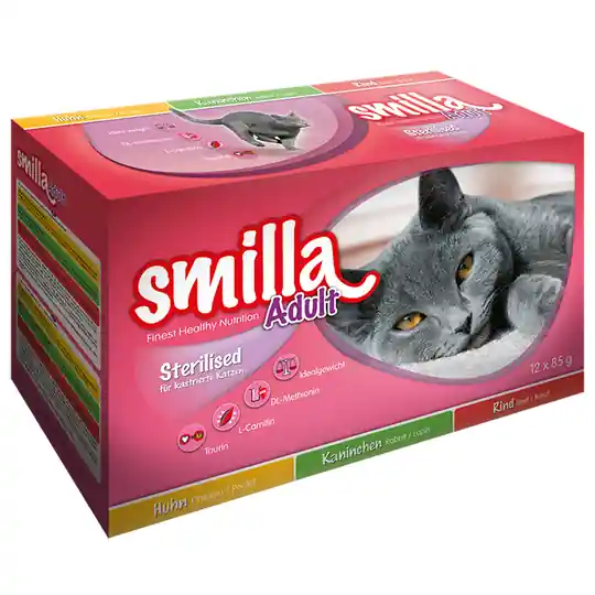 Sista chansen Blandpack 1 kg Smilla torrfoder + passande våtfoder - Sterilised + 12 x 85 g Sterilised