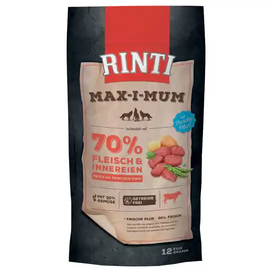 Blandpack 2 sorter Rinti Max-I-Mum torrfoder - Kyckling + Nötkött (2 x 12 kg) Premium