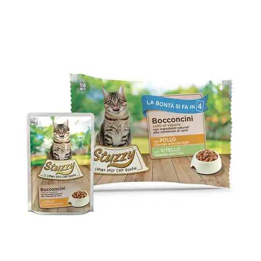 Blandpack Stuzzy Cat i portionspåse 4 x 100 g - Mix 2 sorter Kyckling + Kalv Snabb leverans
