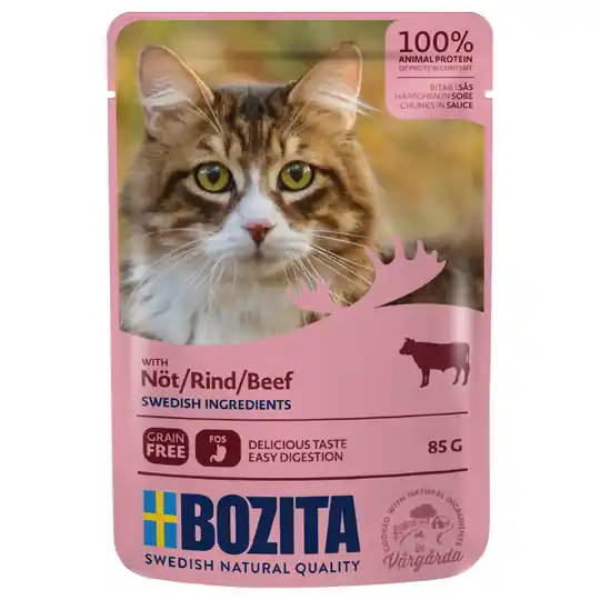 Begränsat erbjudande Bozita bitar i sås Pouch 12 x 85 g - Nötkött
