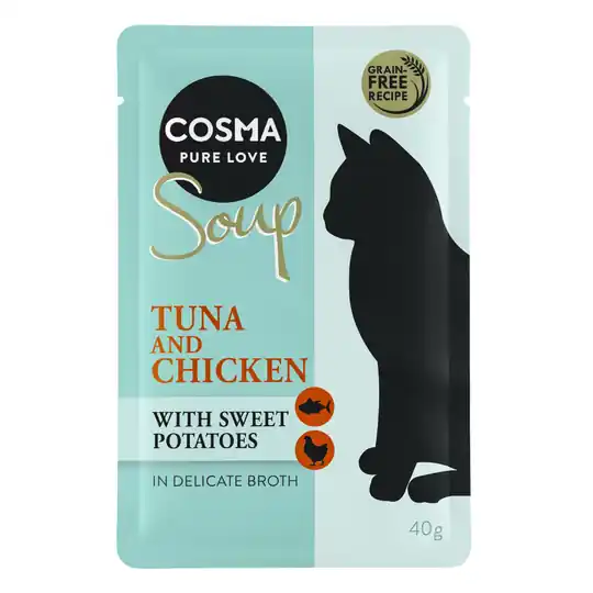 Cosma Soup 12 x 40 g - Tonfisk & kyckling med sötpotatis Kundfavorit