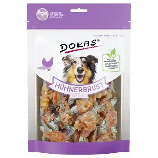 Kampanjpris Dokas tuggbitar Kycklingbröst & fisk 2 x 220 g