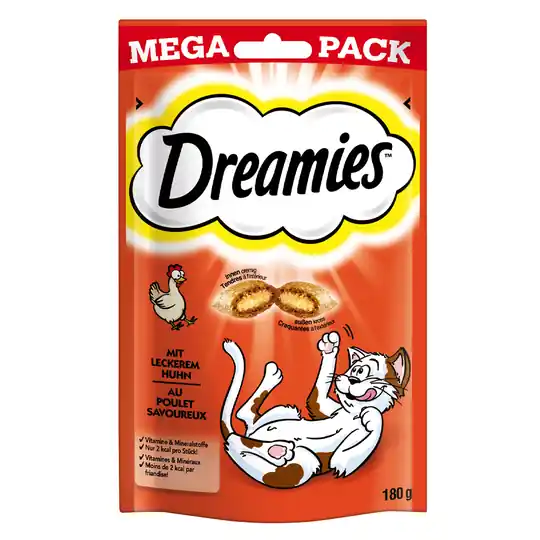 Dreamies Cat Treats Big Pack 180 g - Ekonomipack Kyckling (6 x 180 g) Endast idag