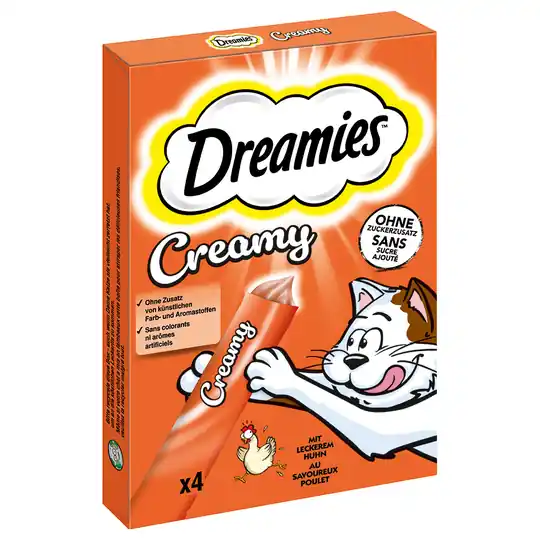 Dreamies Creamy Snacks - Kyckling (44 x 10 g) Begränsad tid