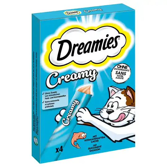 Billigare Dreamies Creamy Snacks - Lax (44 x 10 g)