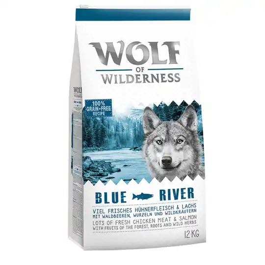 Ekonomipack 2 x 12 kg Wolf of Wilderness hundmat - Blue River - Salmon Bästa pris