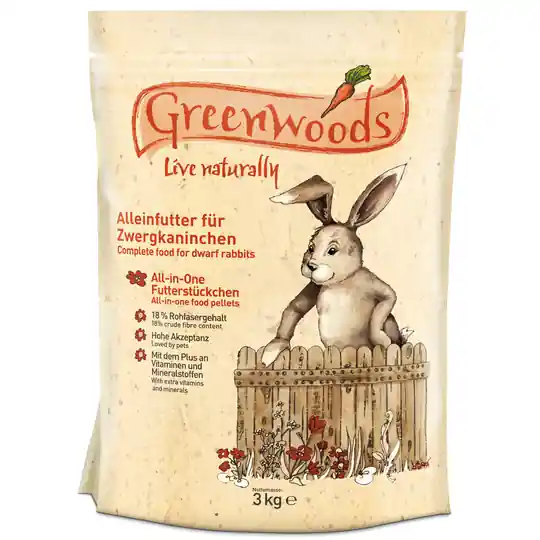 Populär Ekonomipack 2 x 3 kg Greenwoods foder till lågpris! - Dvärgkaninfoder (2 x 3 kg)