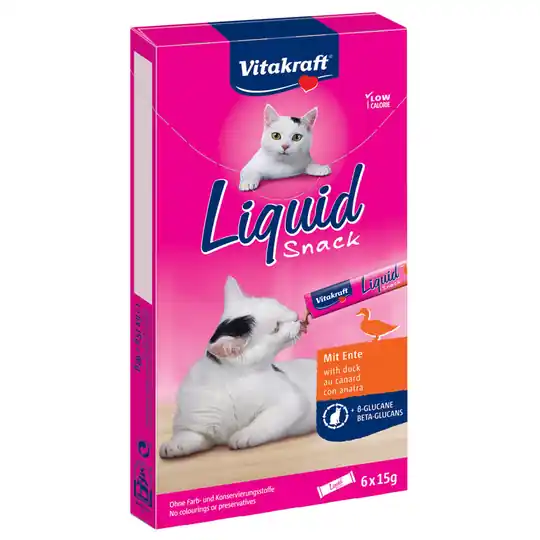Kundfavorit Ekonomipack 24 st Vitakraft Cat Liquid-Snack á 15 g - Anka & betaglukan (24 x 15 g)