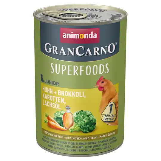 Expressleverans Ekonomipack 24 x 400/800 g Animonda GranCarno Junior Superfoods - 24 x 400 g