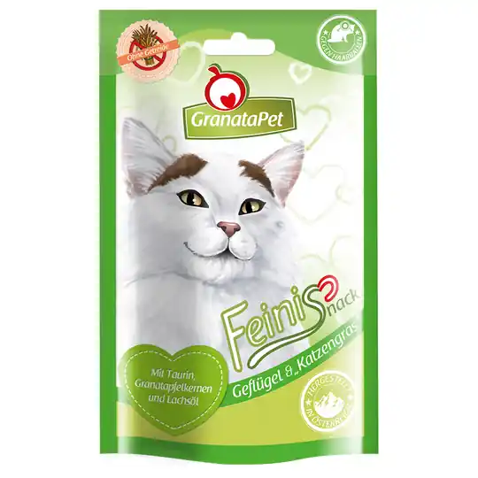 Ekonomipack 3 x 50 g GranataPet Feini kattgodis - Fjäderfä & kattgräs (3 x 50 g) Premium