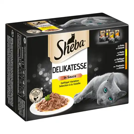 Ekonomipack 48 x 85 g Sheba portionspåsar Delicatesse in Sauce Fjäderfä Beställ idag