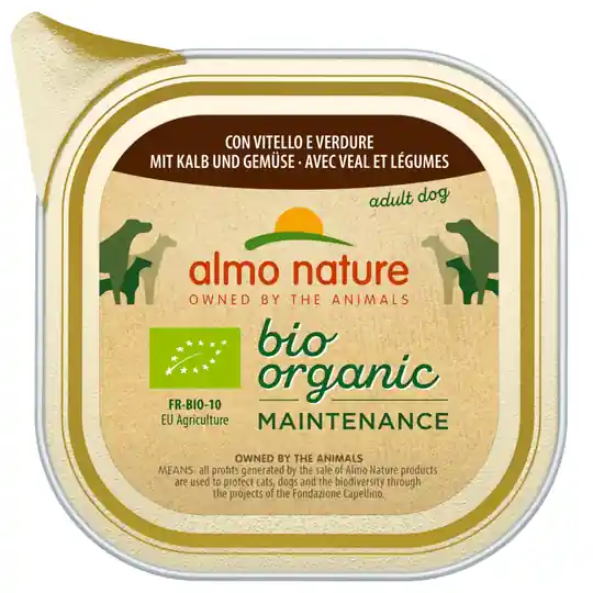 Ekonomipack Almo Nature BioOrganic Maintenance 30 x 100 g - Eko kalv & eko grönsaker I lager