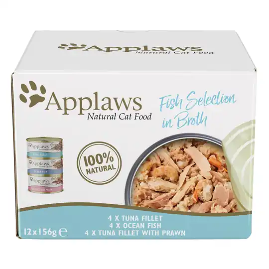 Ekonomipack Applaws kattmat i buljong 24 x 156 g - Provpack Fisk i buljong Rabatter