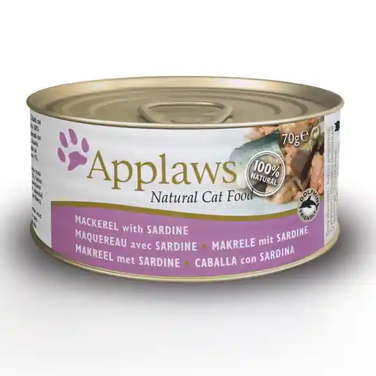 Ekonomipack Applaws kattmat i buljong 24 x 70 g - Makrill & sardiner Fynd
