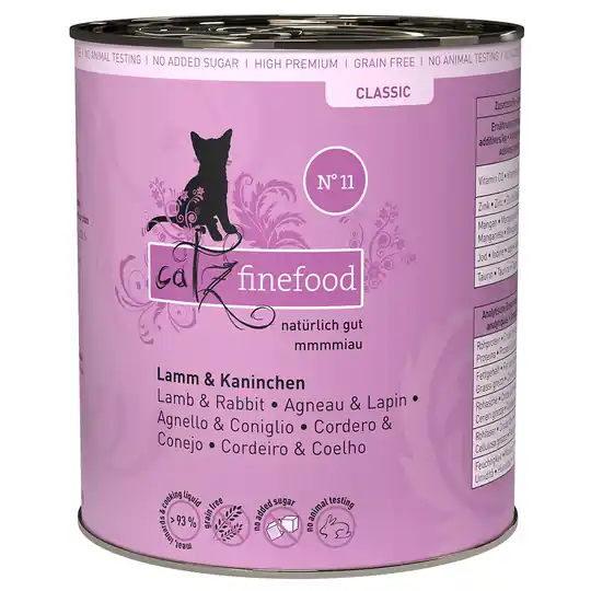 Ekonomipack catz finefood på burk 12 x 800 g - Lamm & kanin Expressleverans