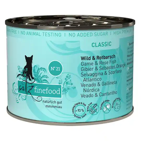 Ekonomipack catz finefood på burk 24 x 200 g - Vilt & kungsfisk Endast idag