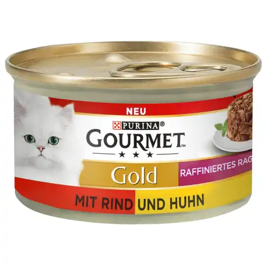 Ekonomipack Gourmet Gold Ragout 48 x 85 g Nötkött & kyckling Fynd
