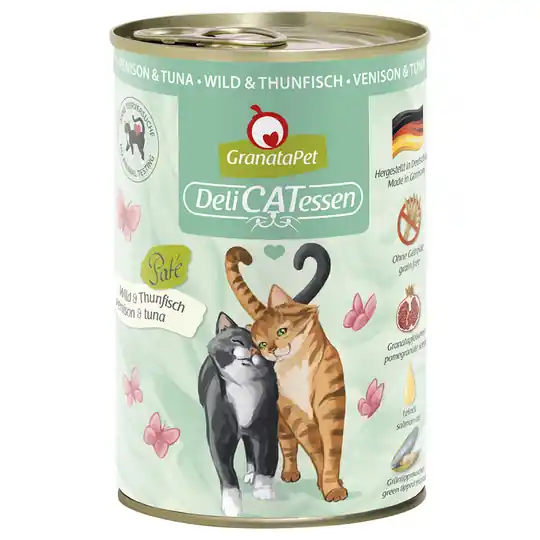 Begränsat erbjudande Ekonomipack GranataPet DeliCatessen 12 x 400 g - Vilt & tonfisk