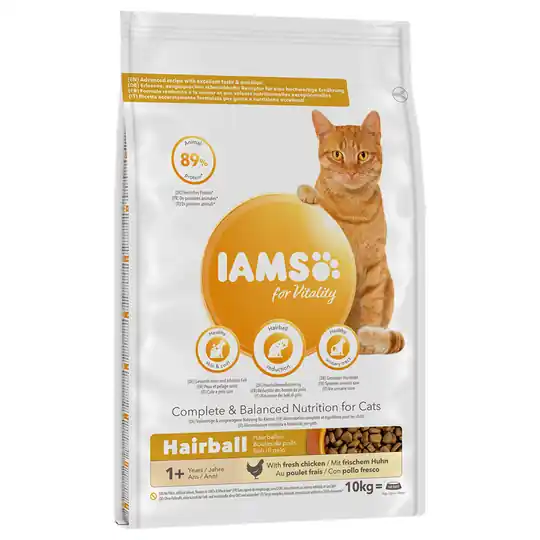 Ekonomipack IAMS torrfoder för katter 2 x 10 kg - Vitality Adult Hairball Control (2 x 10 kg) Reapris