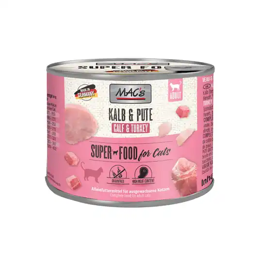 Ekonomipack MAC‘s Cat kattfoder 24 x 200 g - Kalv & kalkon Sänkt pris
