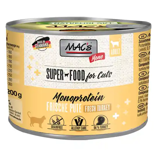 Ekonomipack MAC‘s Cat Mono Sensitive 12 x 200 g - Kalkon Endast idag