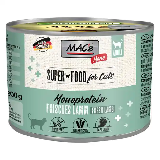 Ekonomipack MAC‘s Cat Mono Sensitive 12 x 200 g - Lamm Kampanjpris