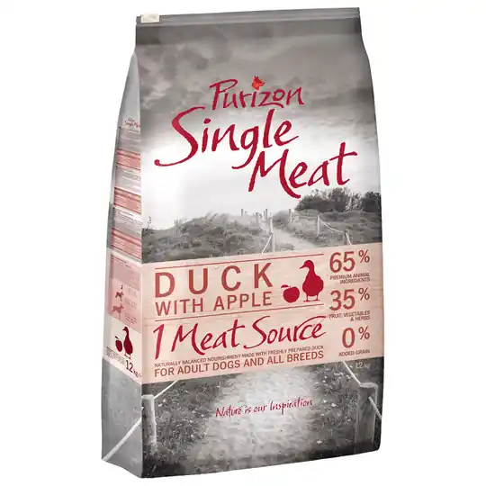 Ekonomipack Purizon Single Meat hundfoder 2 x 12 kg - Duck & Apple Begränsat antal