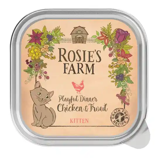 Trygg betalning Ekonomipack Rosie‘s Farm Kitten 32 x 100 g - Kitten Kyckling & öring