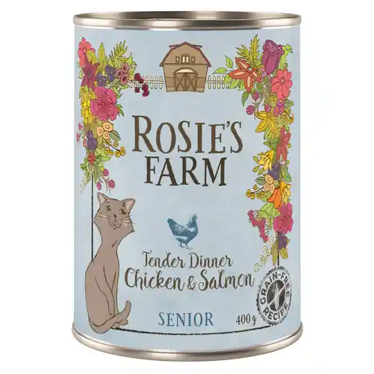 Lågt pris Ekonomipack Rosie‘s Farm Senior 12 x 400 g - Senior Kyckling & lax