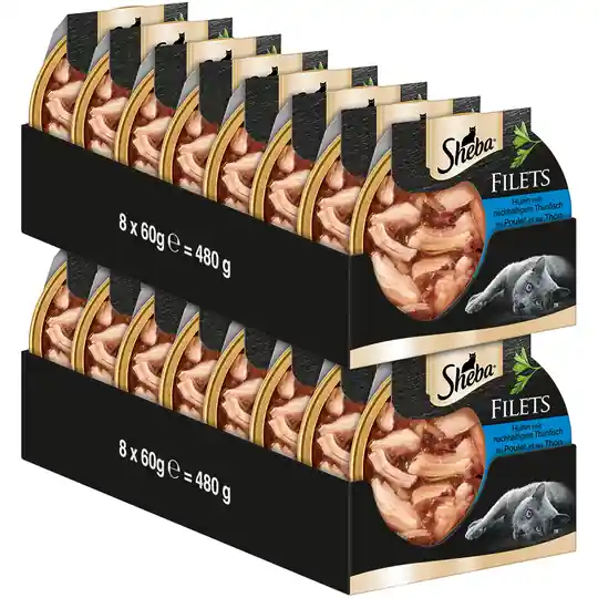 Ekonomipack Sheba Feine Filets 32 x 60 g - Kyckling & tonfisk Premium