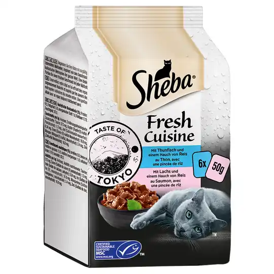 Ekonomipack Sheba Fresh Cuisine Taste of Tokyo (MSC) 36 x 50 g - Tonfisk + Lax Säker betalning