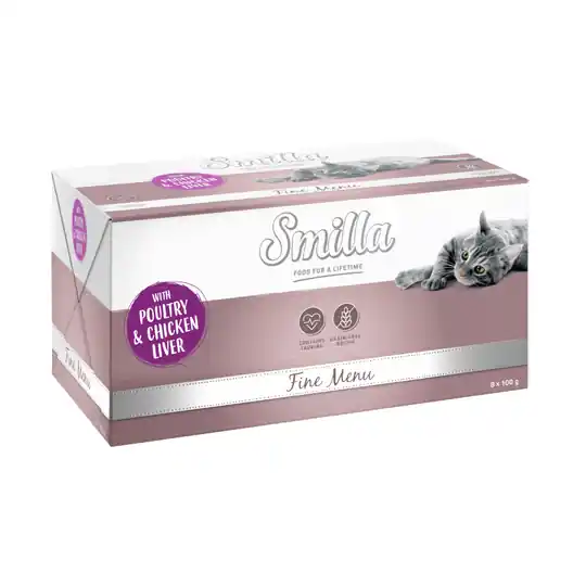 Ekonomipack Smilla Fine Menu 24 x 100 g Fjäderfä & kycklinglever Nedsatt pris