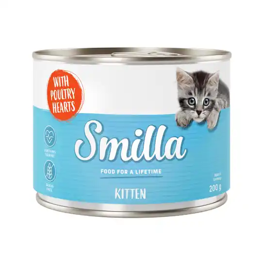 Fynd Ekonomipack Smilla Kitten 24 x 200 g - Blandpack Kyckling, Kalv och Hönshjärta