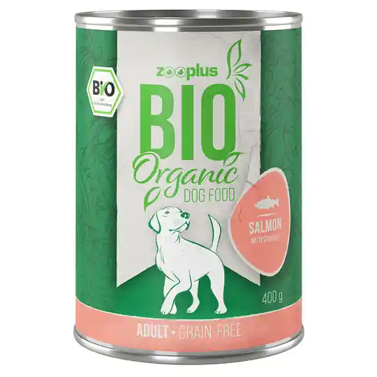 Ekonomipack zooplus Bio 12 x 400 g - Eko-lax med eko-spenat (spannmålsfritt) Lågt pris