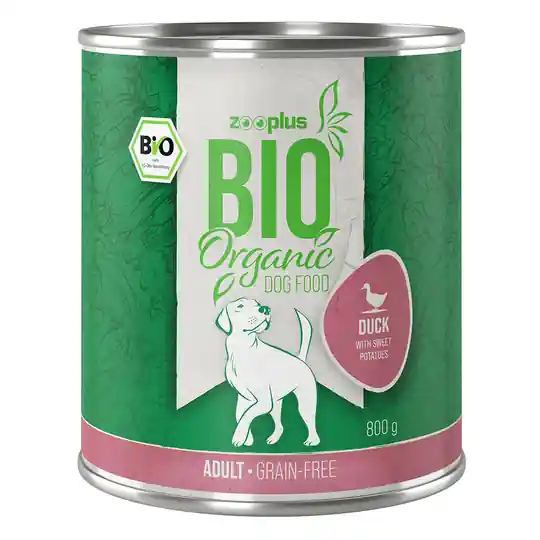 Ekonomipack zooplus Bio 12 x 800 g - Eko-anka med eko-sötpotatis I lager