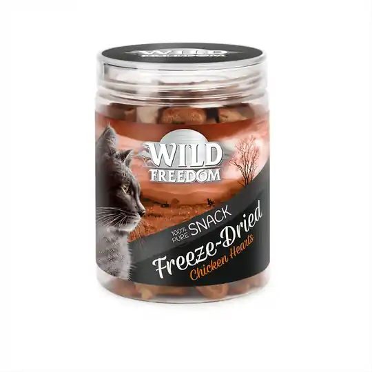 Sänkt pris Extra lågt prova-på-pris! Wild Freedom Freeze-Dried Snacks kattgodis - Kycklinghjärta 45 g