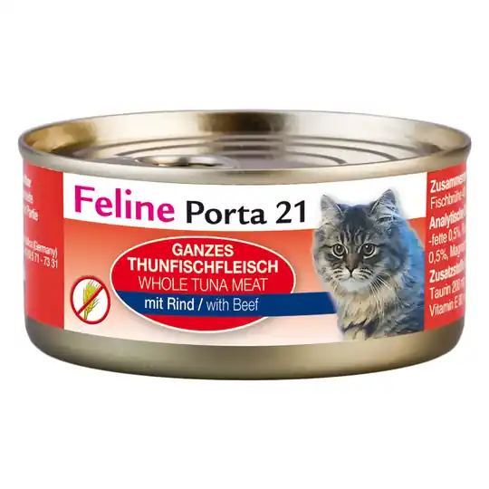 Feline Porta 21 6 x 156 g - Tonfisk med nötkött - spannmålsfritt Sänkt pris
