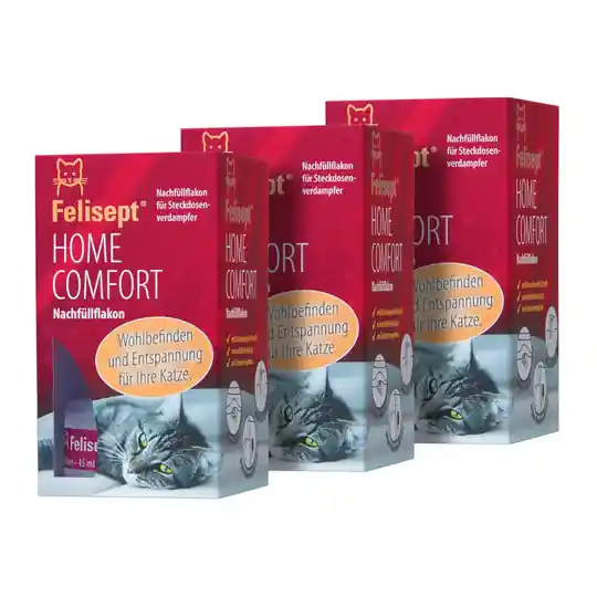 Begränsad tid Felisept Home Comfort Set - lugnande medel för katter - Ekonomipack 3 påfyllnadsflaskor à 45 ml