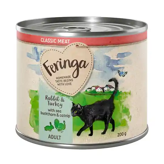 Feringa Classic Meat Menu 6 x 200 g - Kanin & kalkon med havtorn & kattmynta Erbjudande